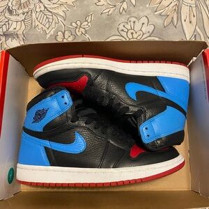 Womens Air Jordan 1 Powder Blue/Gym Red